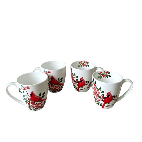 MIKASA Cardinal Leaves Porcelain Coffee Mugs 12oz Set of 4 NEW - Picture 8 of 10